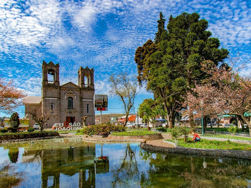 Praça central em São Joaquim - Santa Catarina